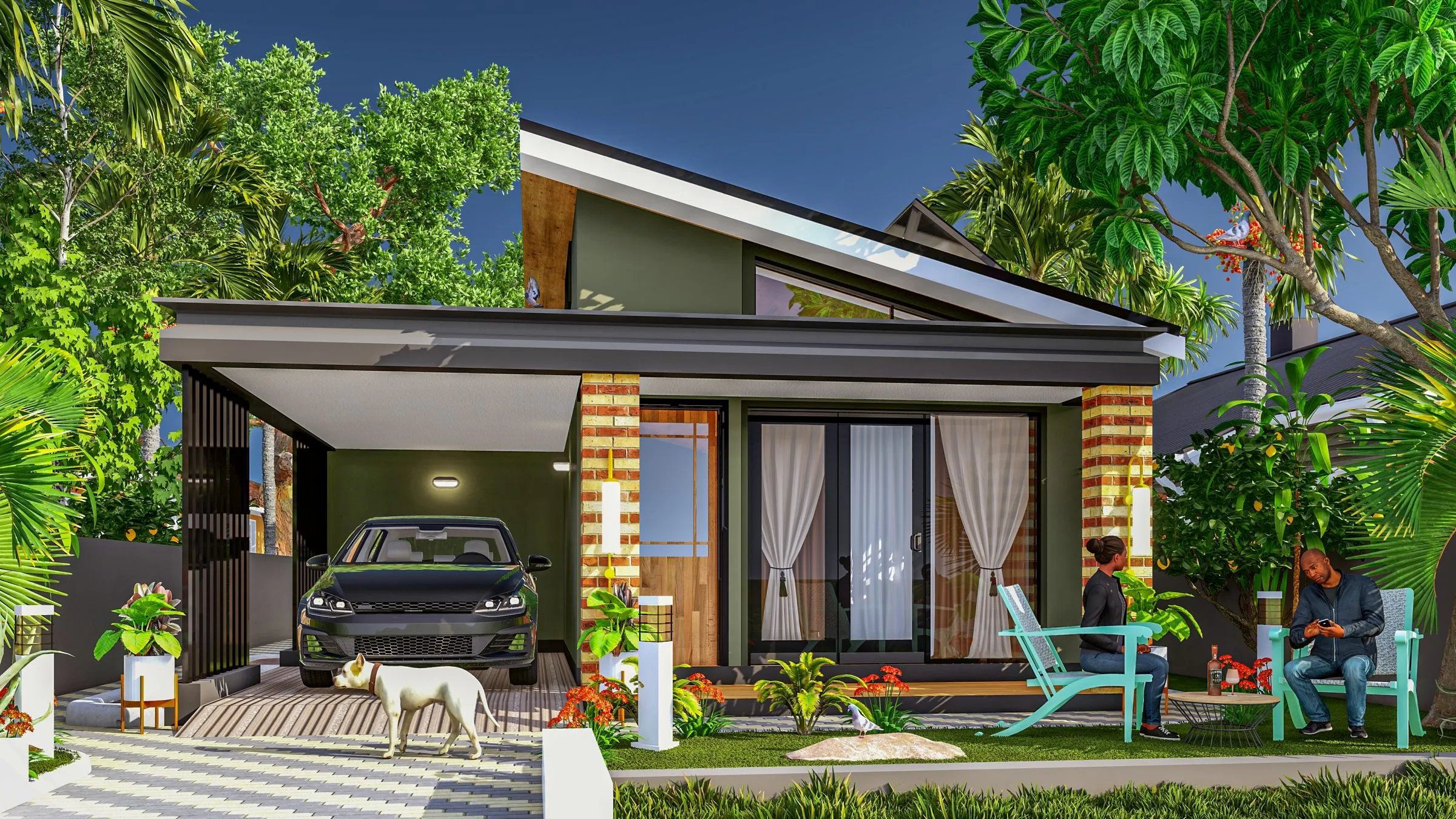 Architectural impression: a house designed for a 200 m² stand, design A