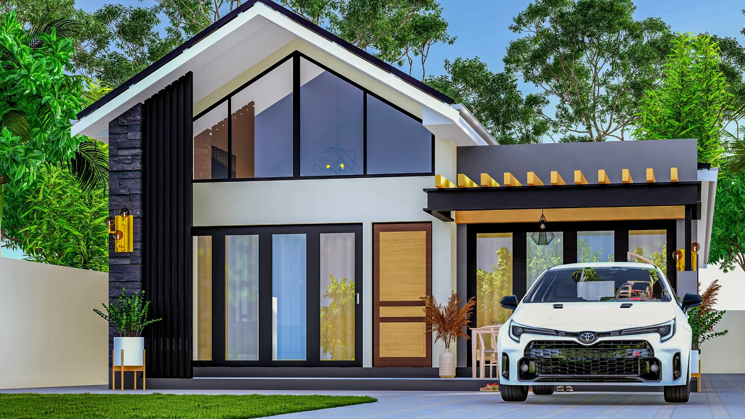 Architectural impression: a house designed for a 300 m² stand, design B