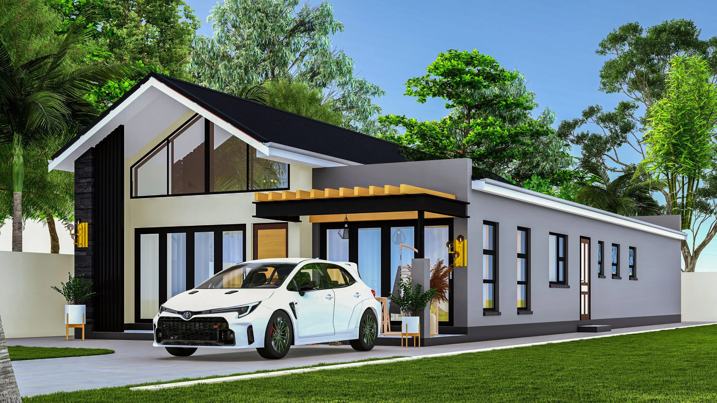 Architectural impression: a house designed for a 300 m² stand, design C