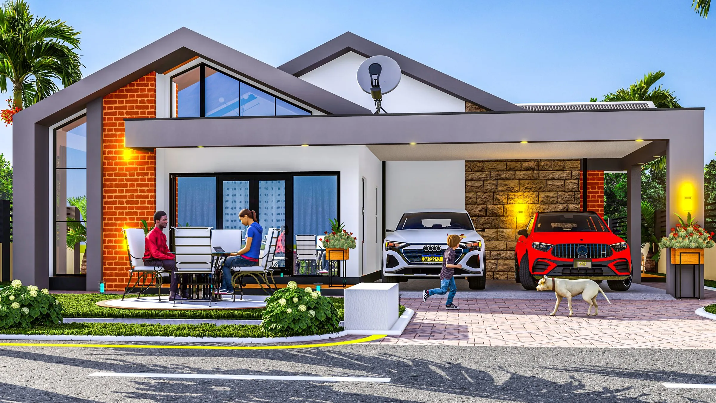 Architectural impression: a house designed for a 400 m² stand, design A